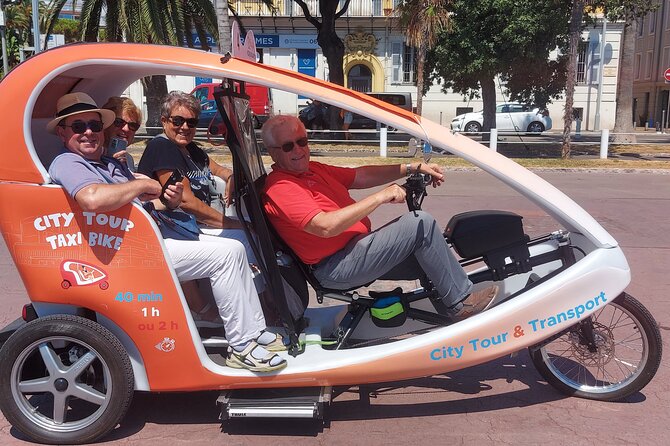Nice: Visit of Nice by electrically assisted bike taxi 1 hour. - Sea viewpoints and harbor energy: Quai des États-Unis to Castle Hill